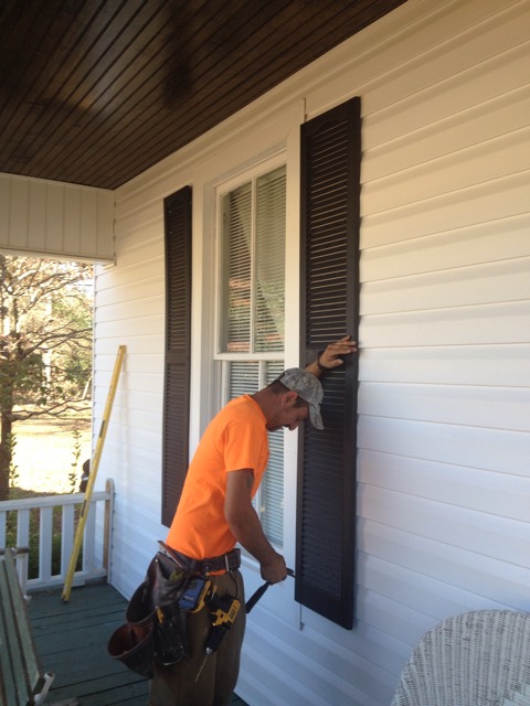 tongue and groove porch ceiling & shutters