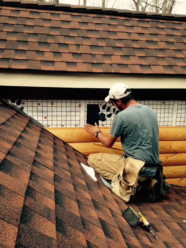 Dormer log cabin siding